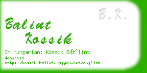 balint kossik business card